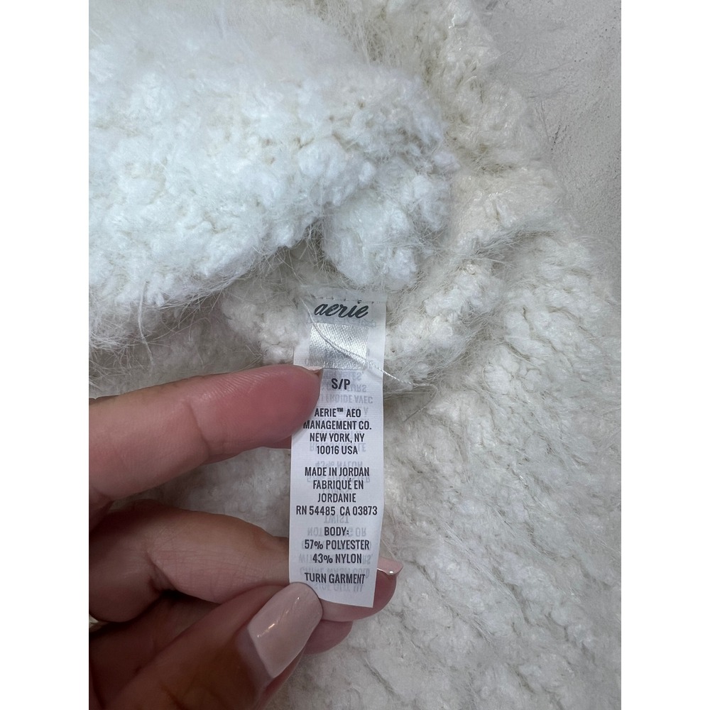 NWT OFFLINE by Aerie Womens Fuzzy Eyelash Turtleneck Sweater Cream Cozy Small - Picture 9 of 9